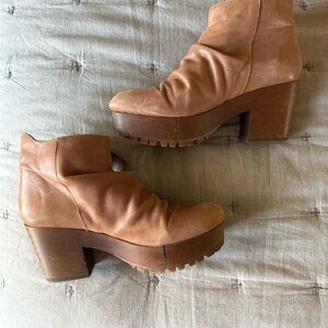 Free People Brown Leather Heeled Boots